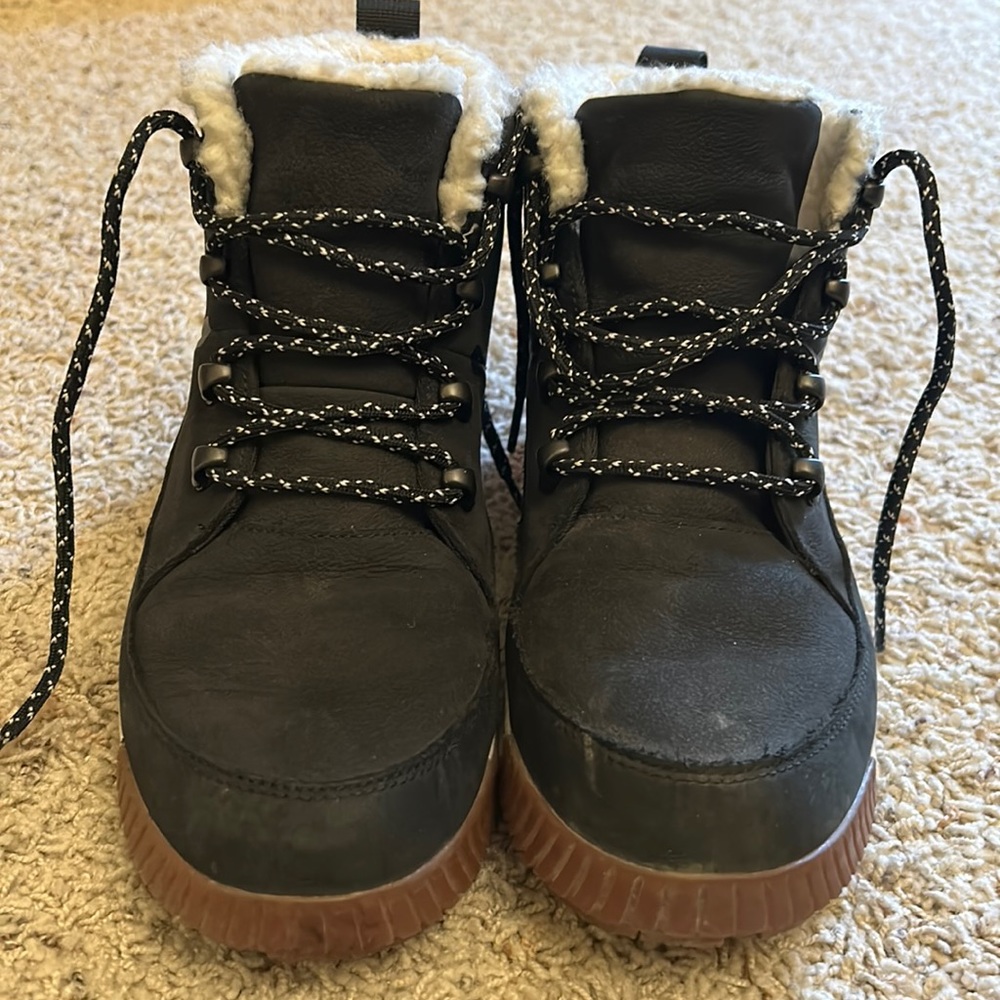 The North Face Black Winter Boots with Brown Soles